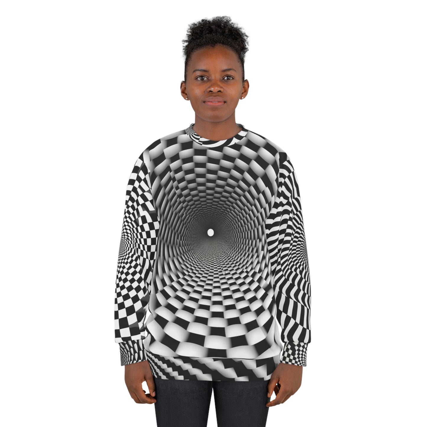 3D Optical Illusion Vortex Bottomless Hole design Unisex Sweatshirt (AOP)