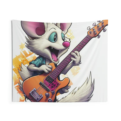 Guitar Player Opossum Cute Animal Graphic Indoor Wall Tapestries