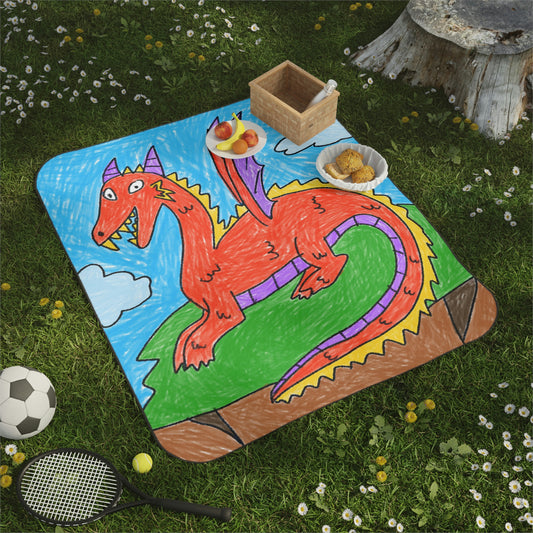 Manta de picnic medieval con dragón feroz