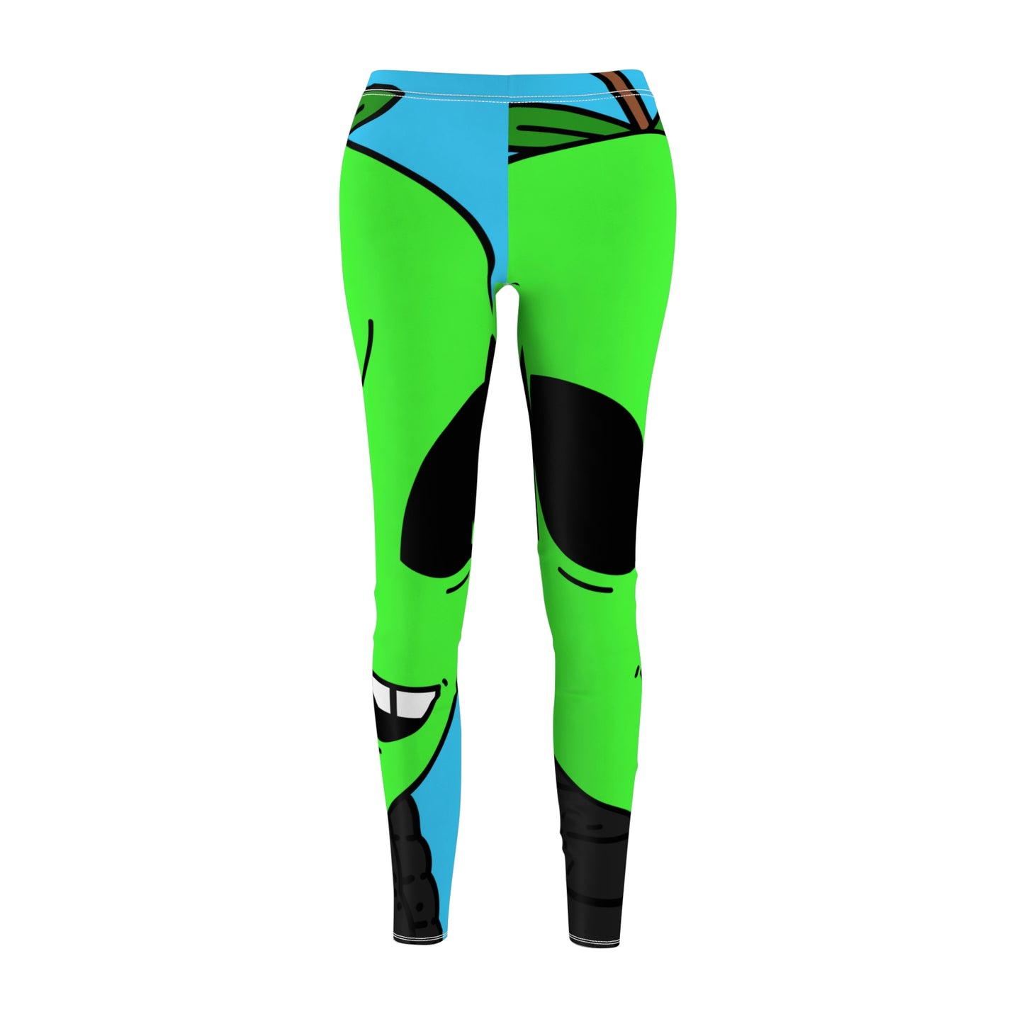 Green Apple Chipped tooth Visitor Smiling Women's Cut & Sew Casual Leggings (AOP)