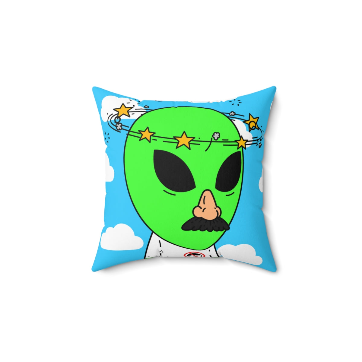 Alien Green Star Head Fake Nose Mustache Imposter Anti Human Visitor Spun Polyester Square Pillow