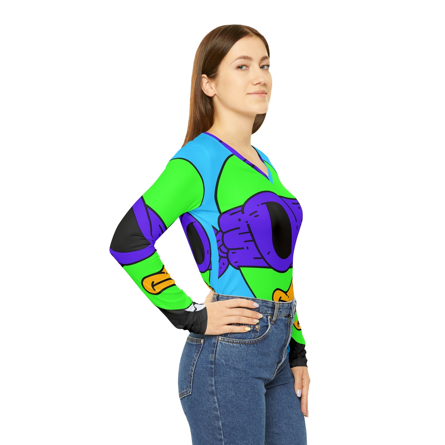 Visitor 751 Alien Women's Long Sleeve V-neck Shirt