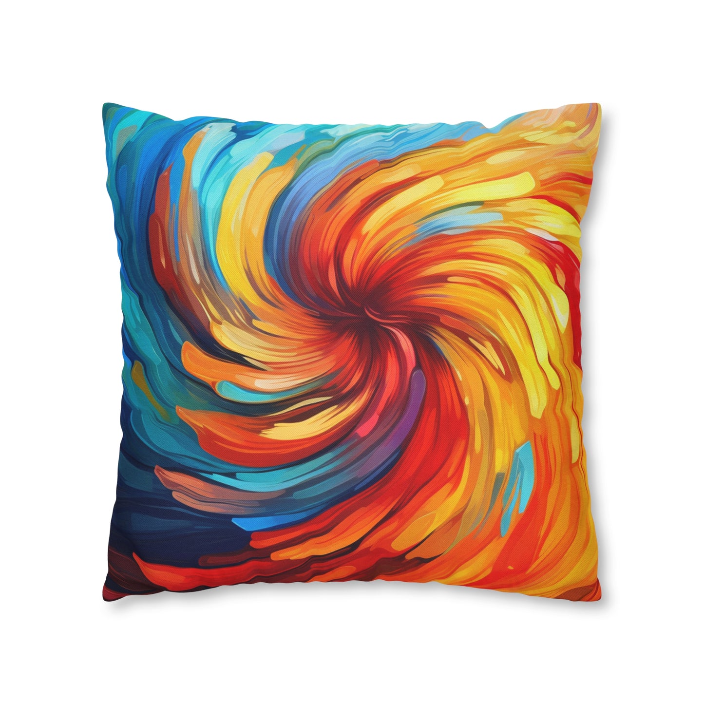 Vibrant Swirling Abstract Art - Unique and Colorful Spun Polyester Square Pillow Case