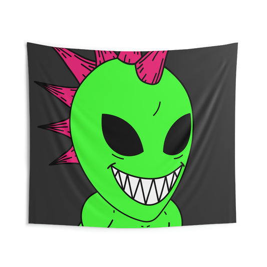 Spiked Pink Hair Muscle Alien Visitor Indoor Wall Tapestries
