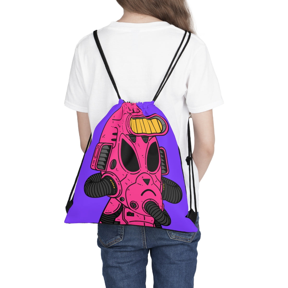 Armored Pink Future Alien Cyborg Machine Visitor Outdoor Drawstring Bag