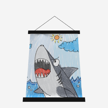 Shark Jaw Teeth Attack Ocean Sea Creature Wood Topped Wall Tapestry - 26" x 36"