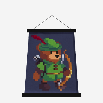 Robin Hood Hat Archer Bear Wood Topped Wall Tapestry - 26" x 36"