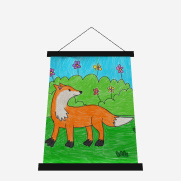 Tapiz de pared con tapa de madera Fox Woodland Animal Foxy - 26 "x 36"