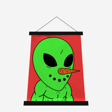 Veggie Visi Alien Vegetal Visitante Tapiz de pared con tapa de madera - 26" x 36"