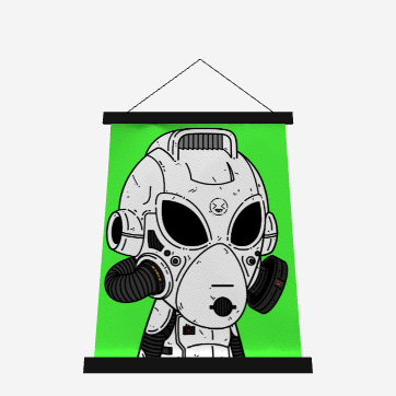 Alien LOL Visitor Wood Topped Wall Tapestry - 26" x 36"