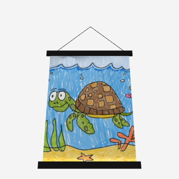Sea Turtle Beach Sand Ocean Wood Topped Wall Tapestry - 26" x 36"